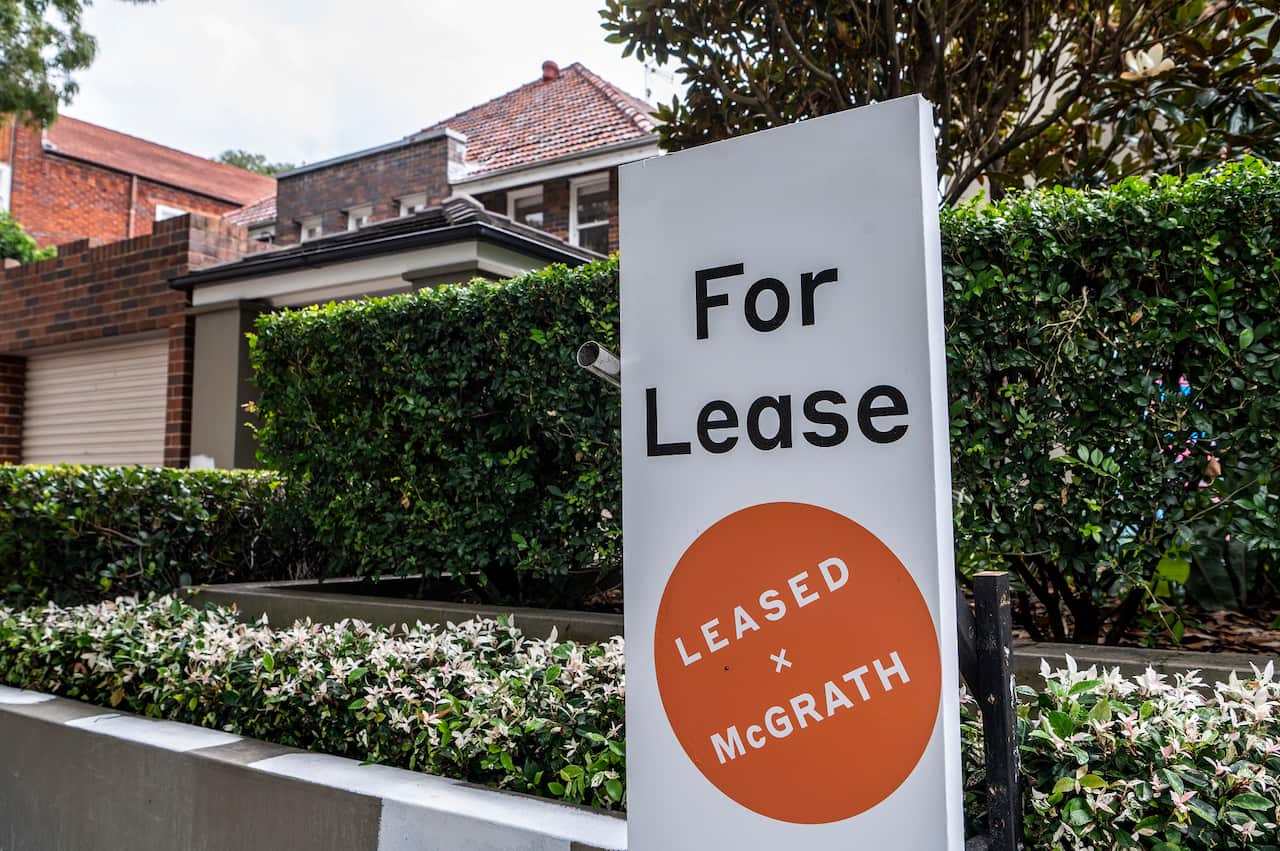 在雪梨邦迪的一處房產外可以看到一個出租標誌。