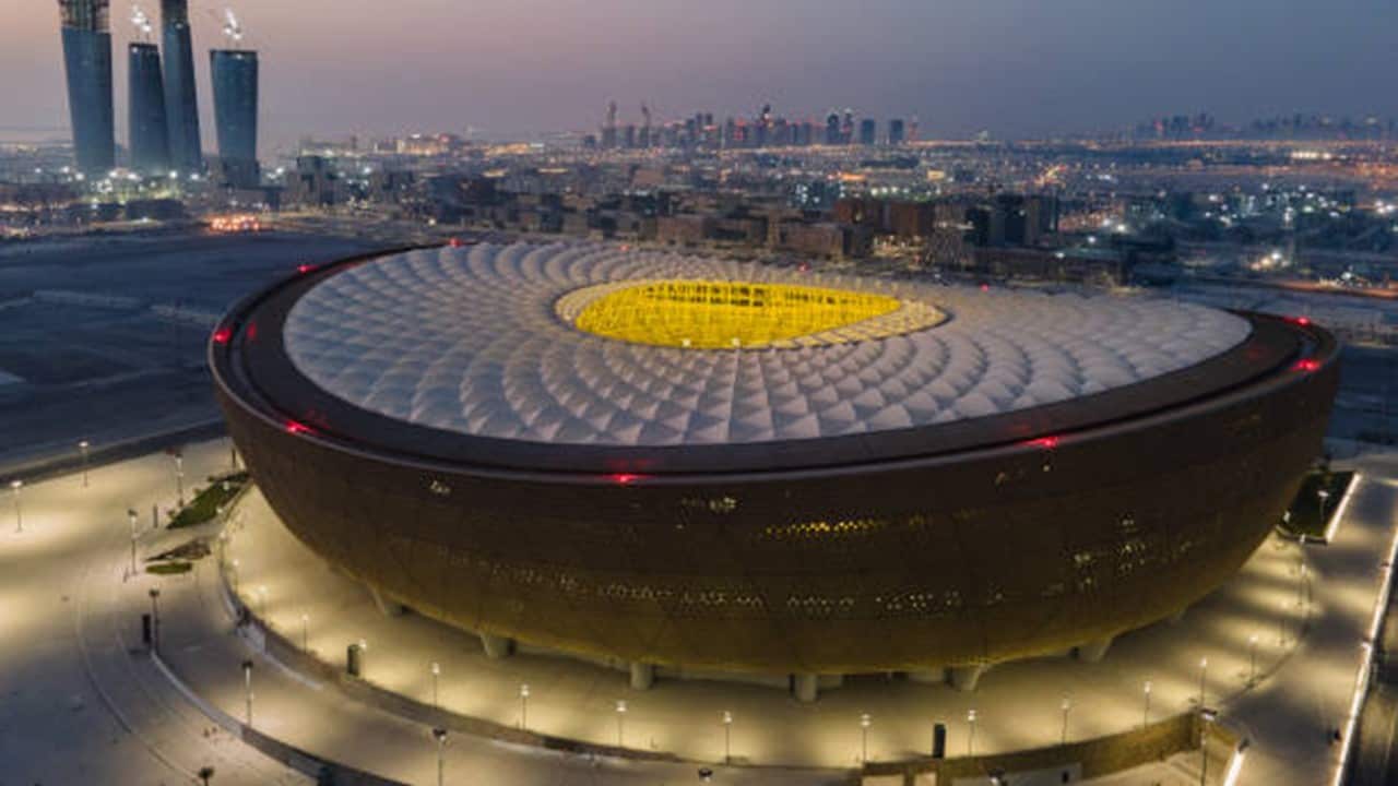 An aerial view of Lusail Stadium at sunrise on June 20, 2022 in Doha, Qatar.jpg