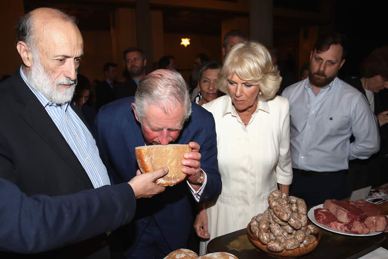 Carlo Petrini with Prince Charles and Camilla