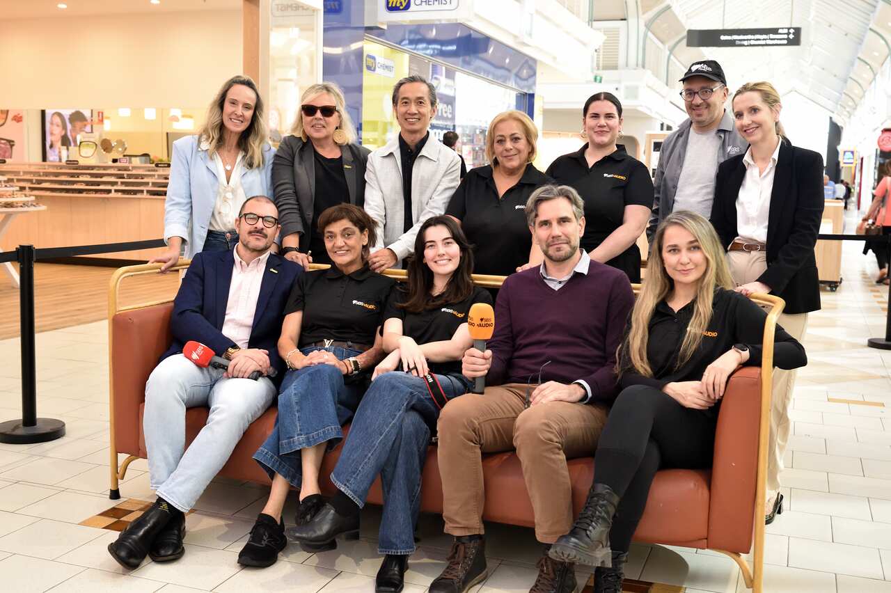 Members of the SBS crew at SBS's special event for 2025 Federal Election, SBS Election Exchange, Broadmeadows Central, April 2025