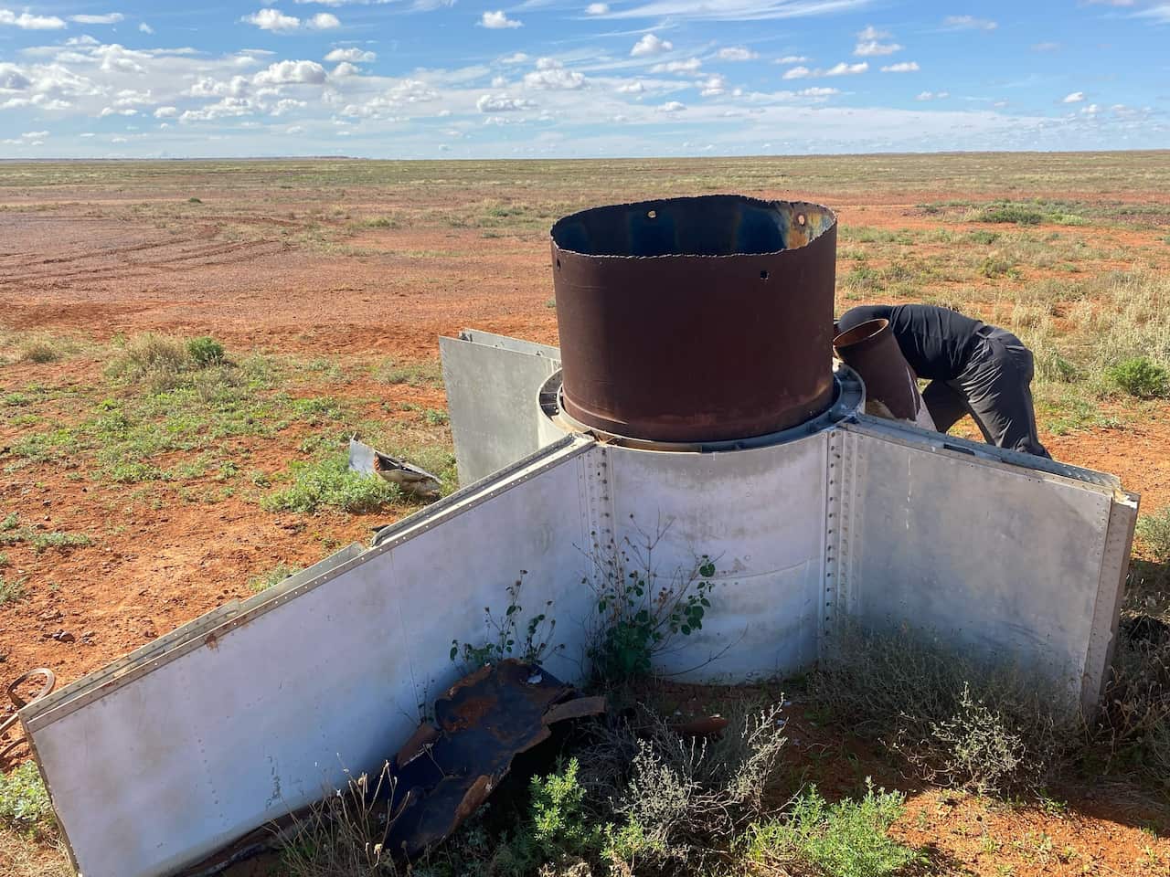 Disused military rocket stuck in the outback.