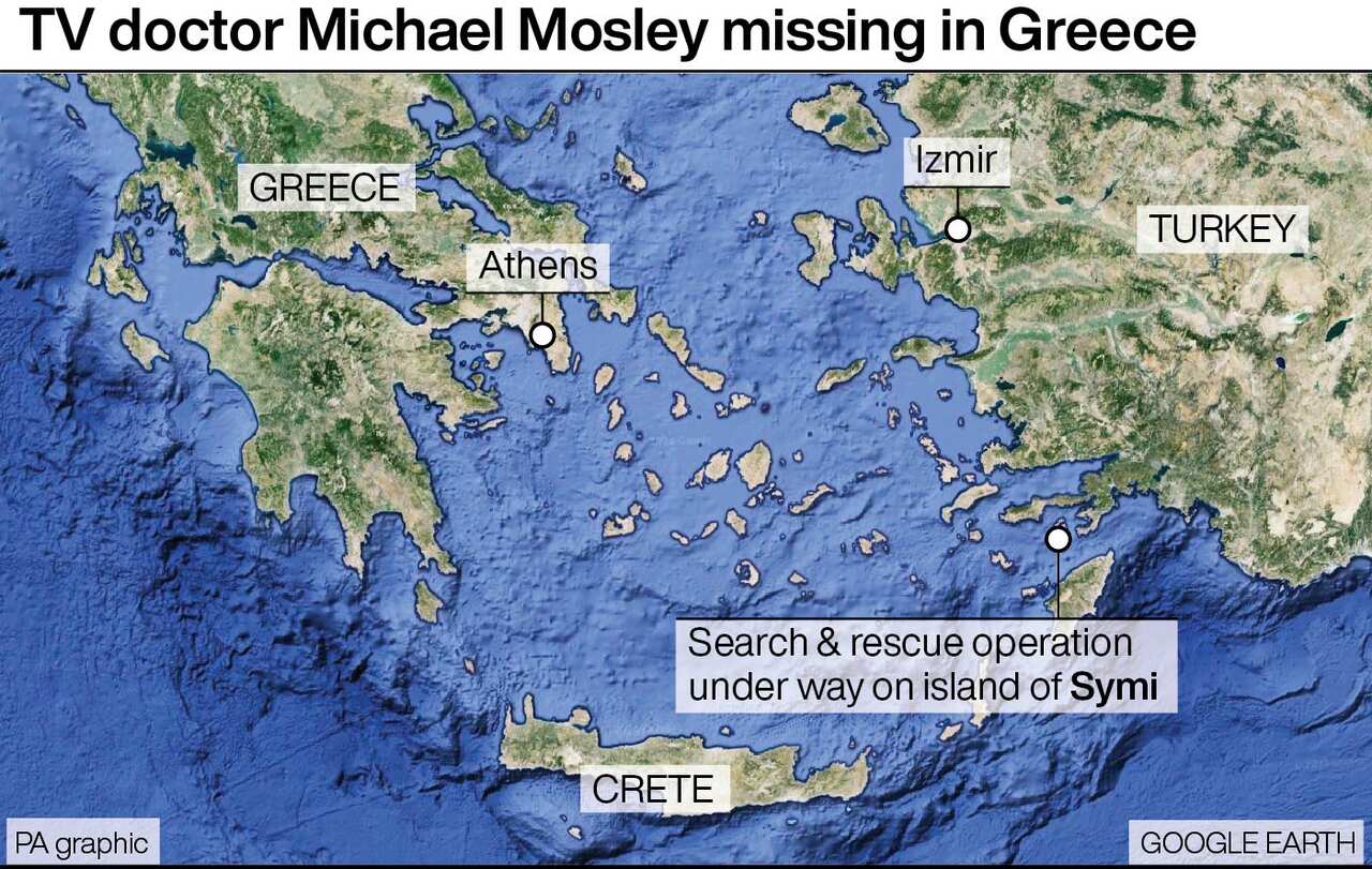 A map showing the Greek island of Symi.