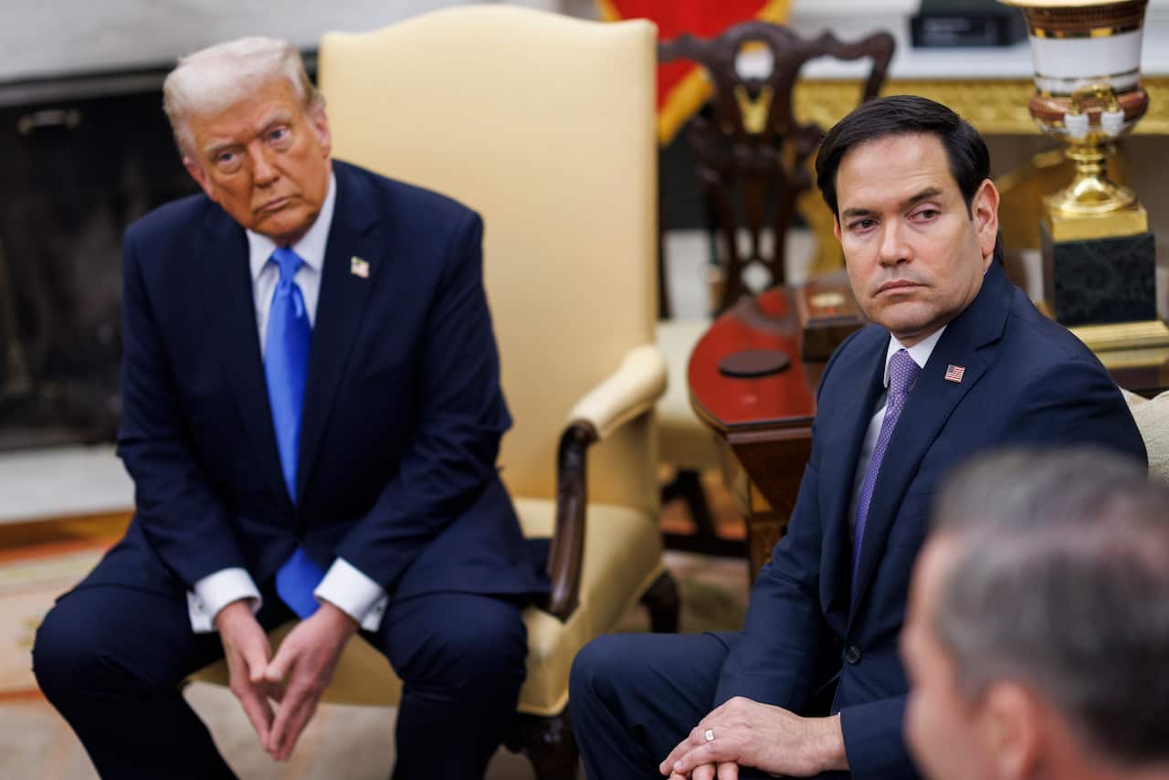 US President Donald Trump with Secretary of State Marco Rubio