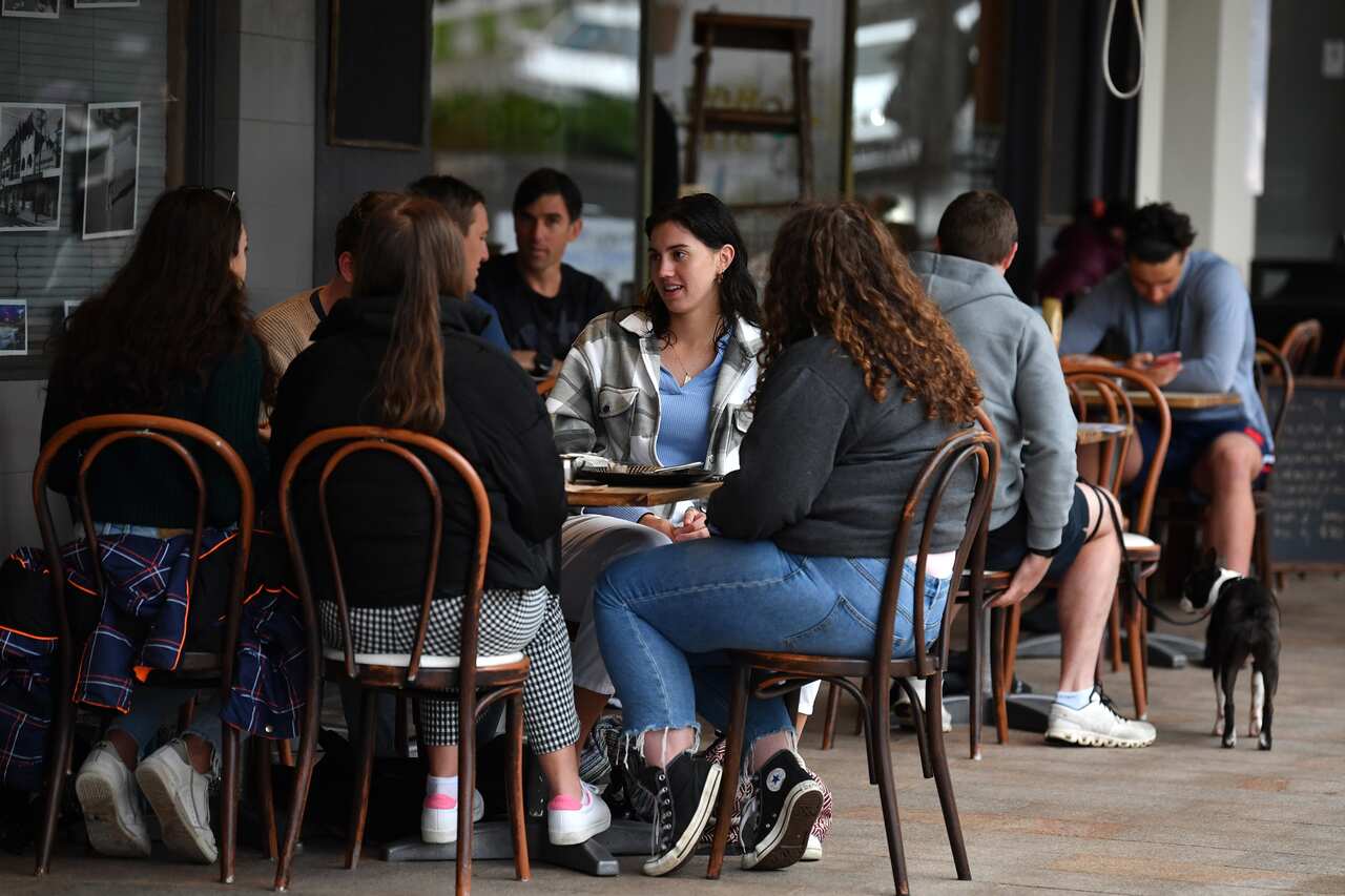 Diners sit at a cafe in Bronte, Sydney.