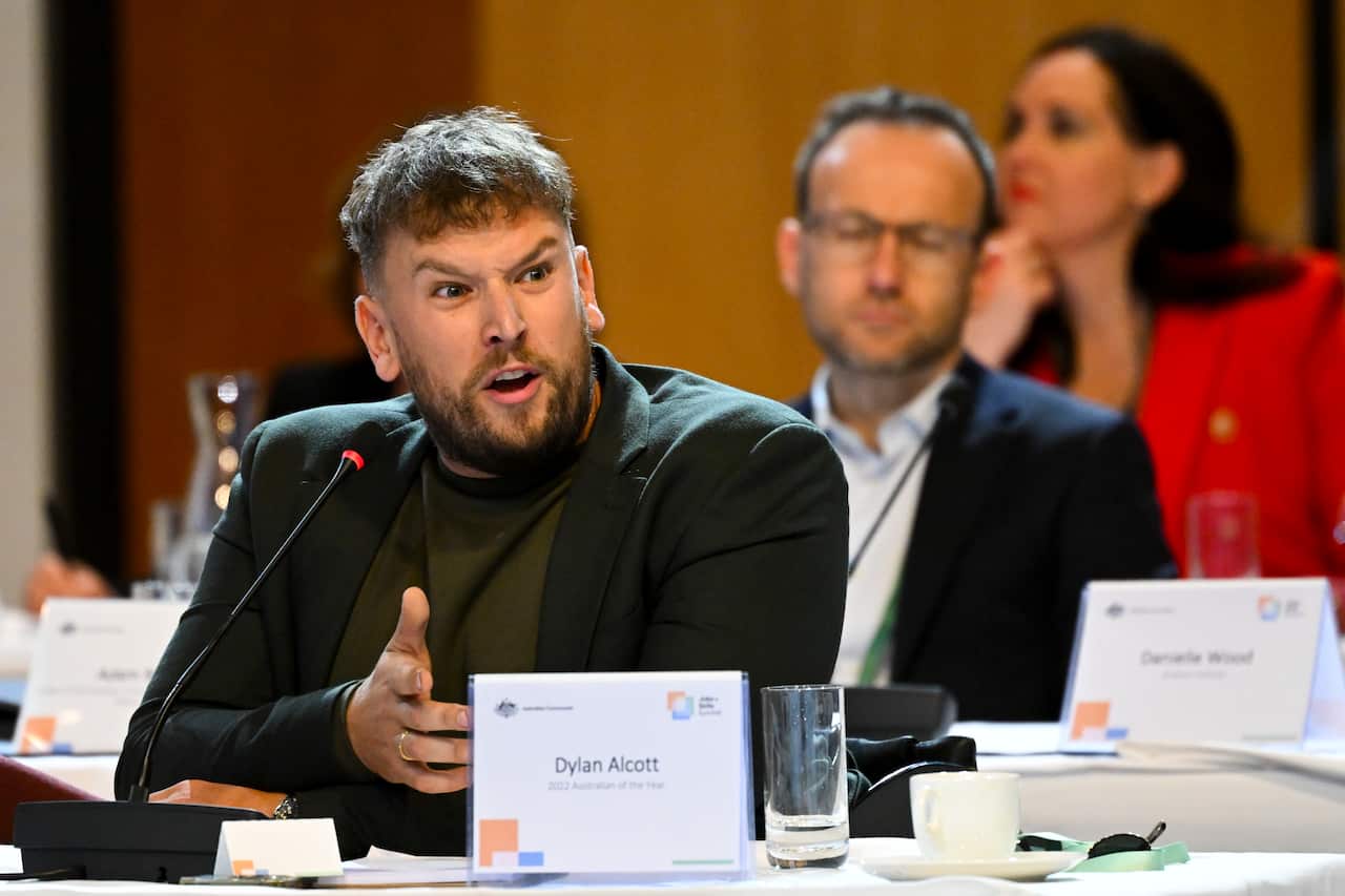 2022 Australian of the Year Dylan Alcott speaks during the Jobs and Skills Summit at Parliament House in Canberra.