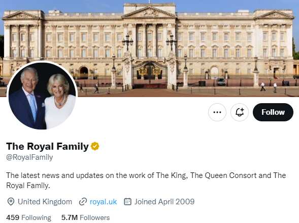Screenshot of The Royal Family twitter account