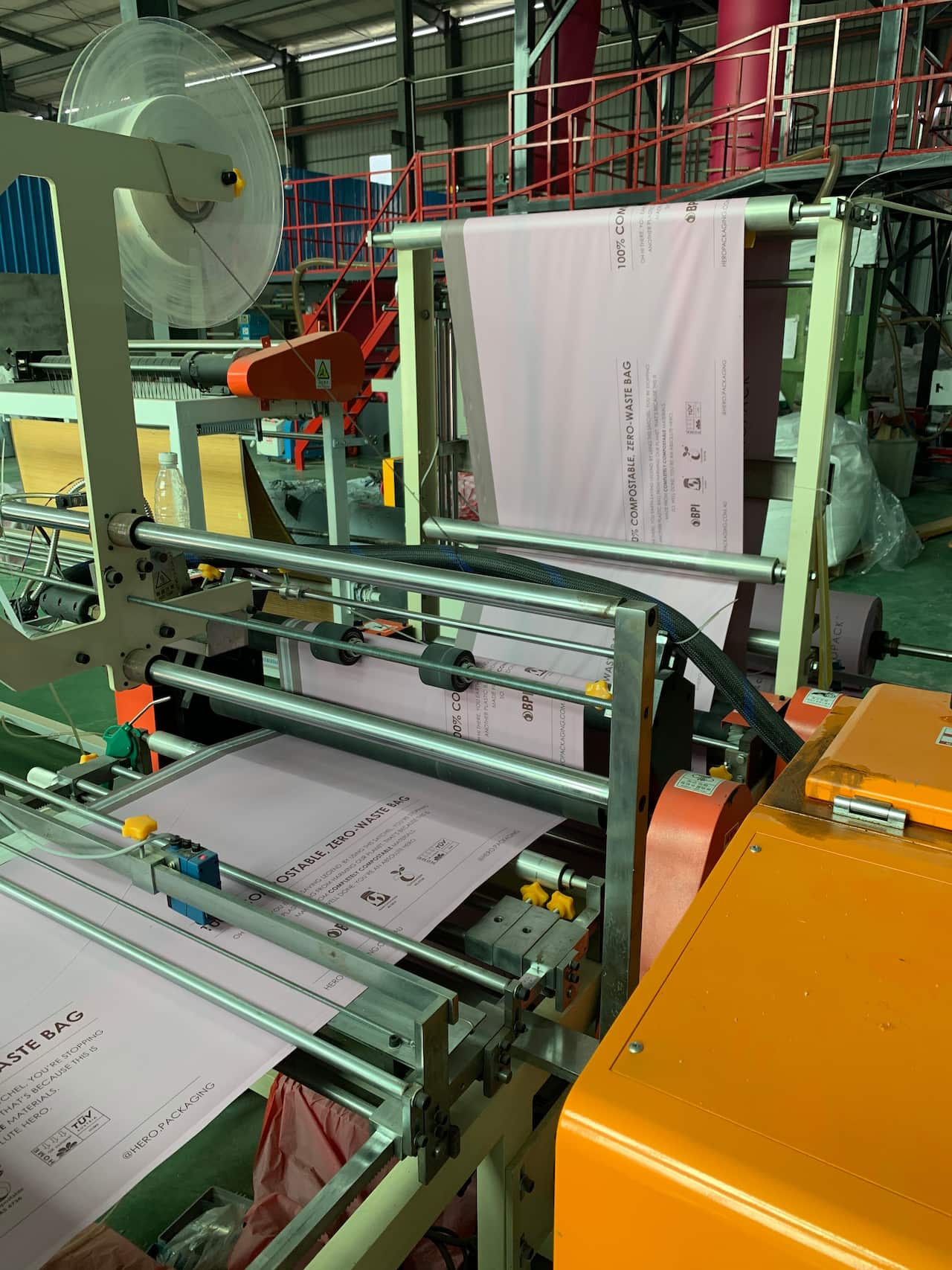 Non-plastic mailers on the production line in China. 