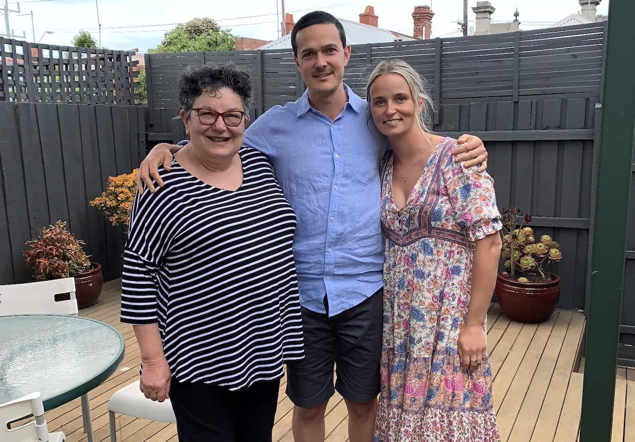 Mirna Cicioni with her son and his partner in 2024.