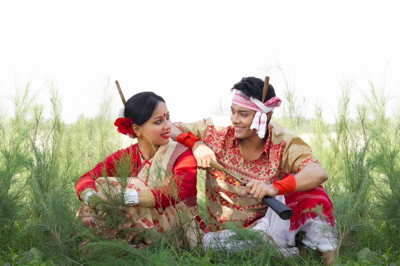 Bihu dancers sitting together