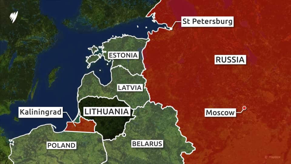 A map showing the location of Kaliningrad.