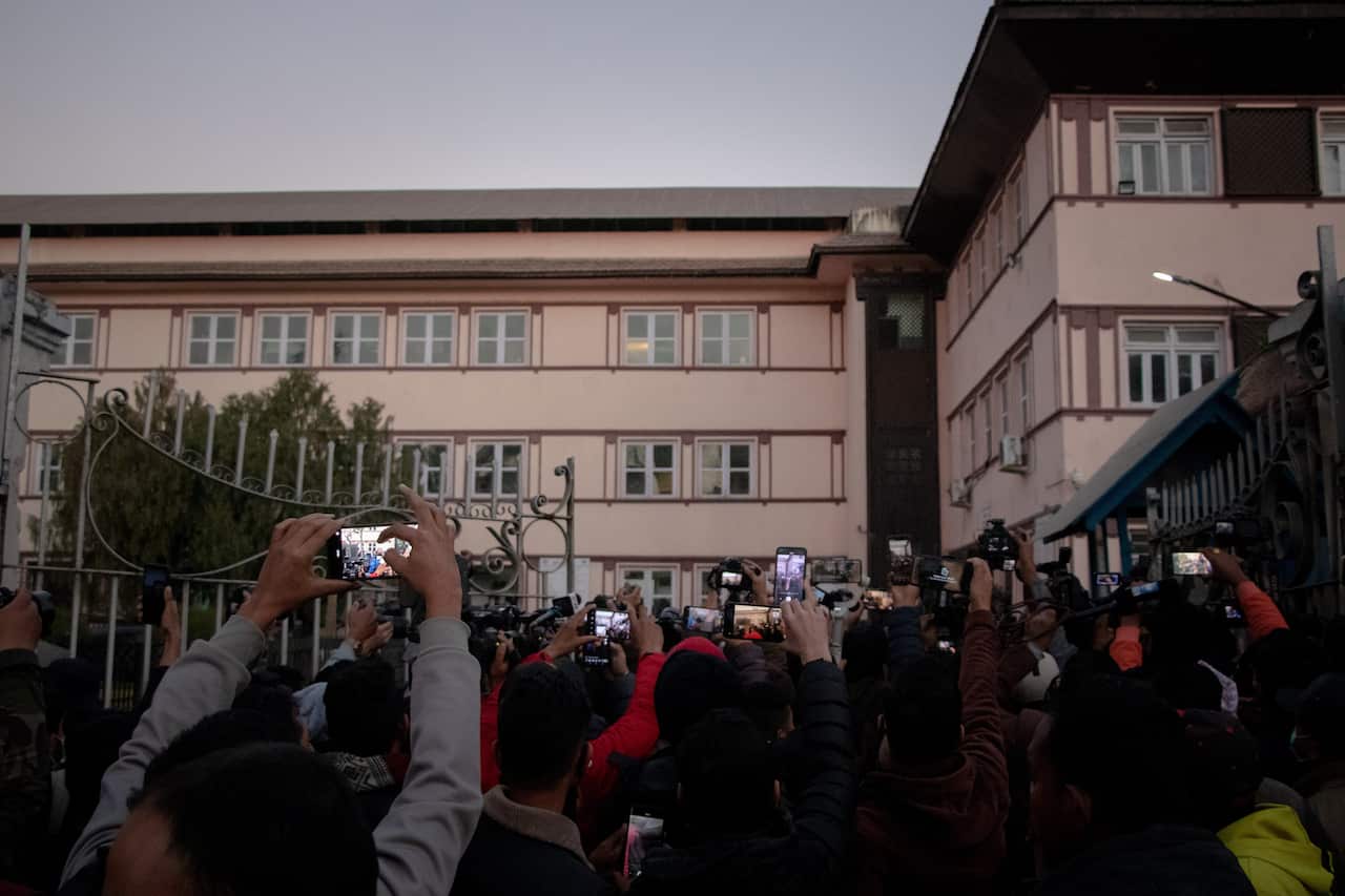 Nepal: People outside  Supreme Court after the final hearing of Deputy Prime Minister Rabi Lamichhane