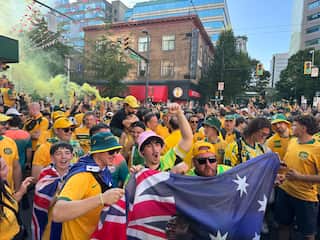 Australian fans swamping a Vancouver street