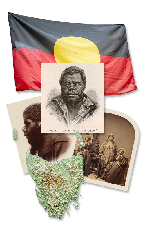 A collage of pictures and a map. 