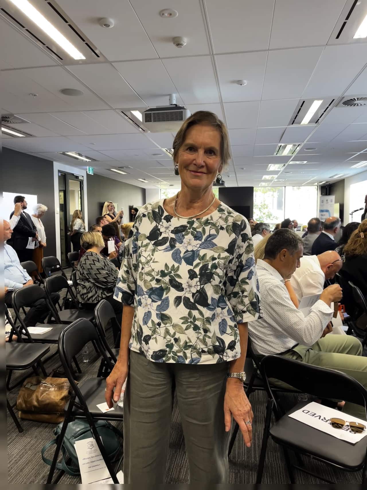 Dr Cathie Elder, at the World Greek Language Day event, hosted by Greek Consul General of Melbourne, Dimitra Georgantzoglou, February 2026