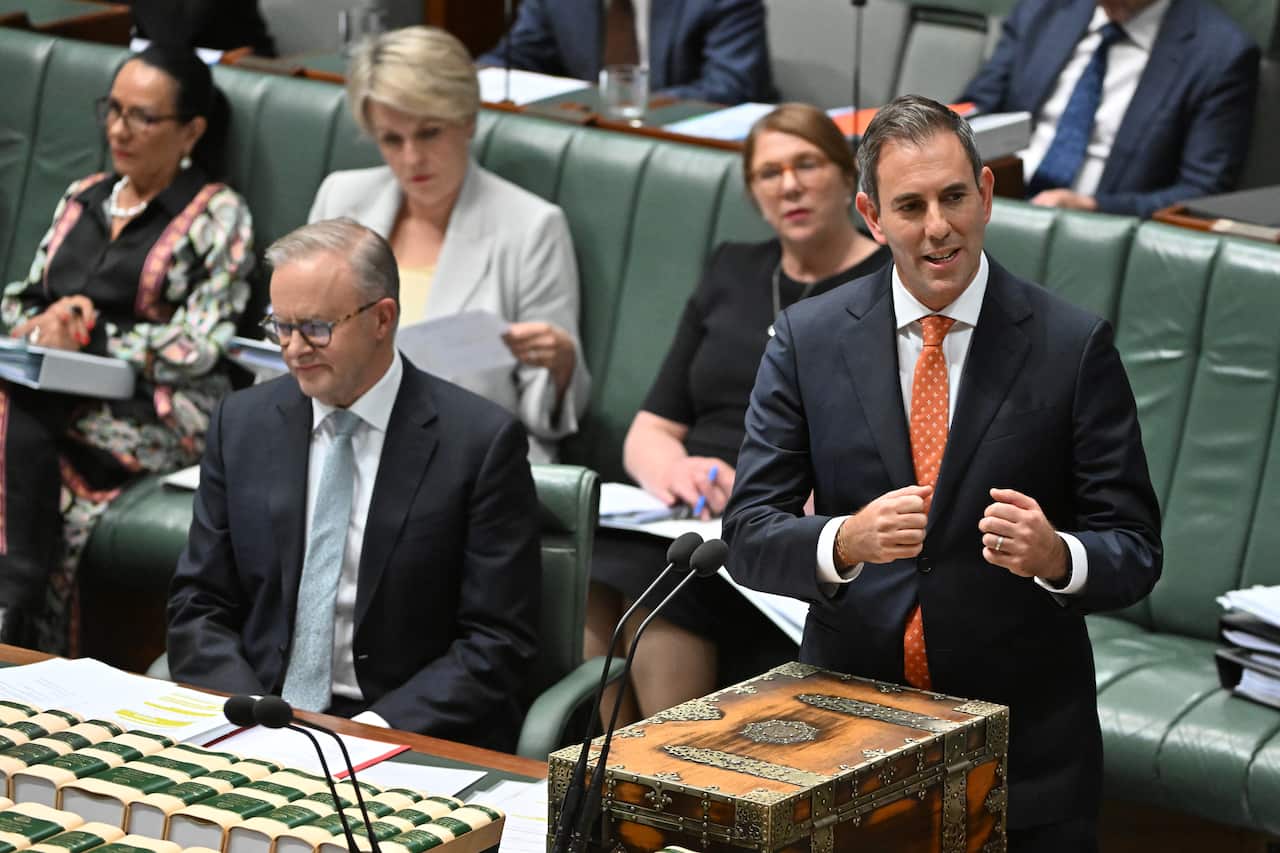 Prime Minister Anthony Albanese and Treasurer Jim Chalmers in parliament.