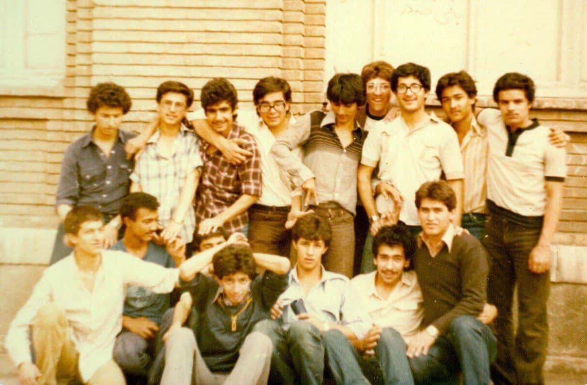 Kamran Keshavarz with his classmates in Iran