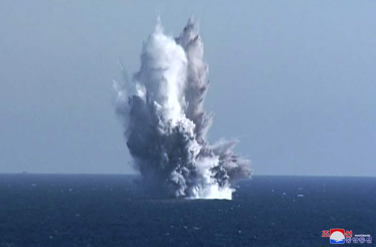 An explosion in the ocean.