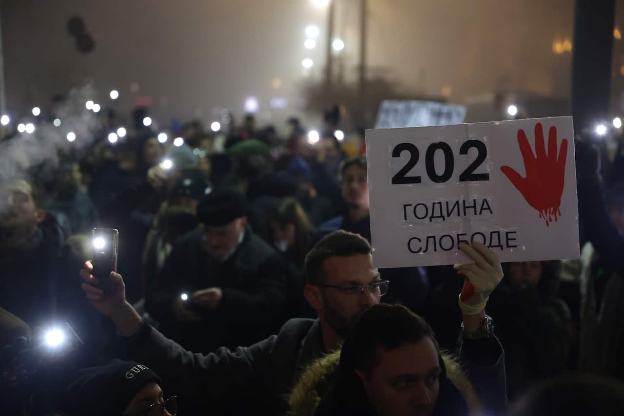 University students stage a protest against the government on New Year’s eve