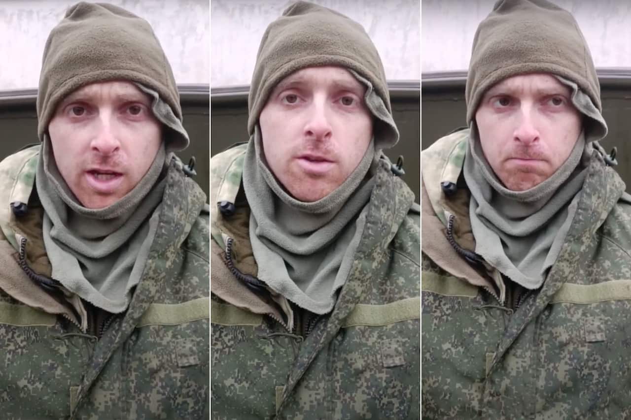 Man wearing army greens in three-split image.
