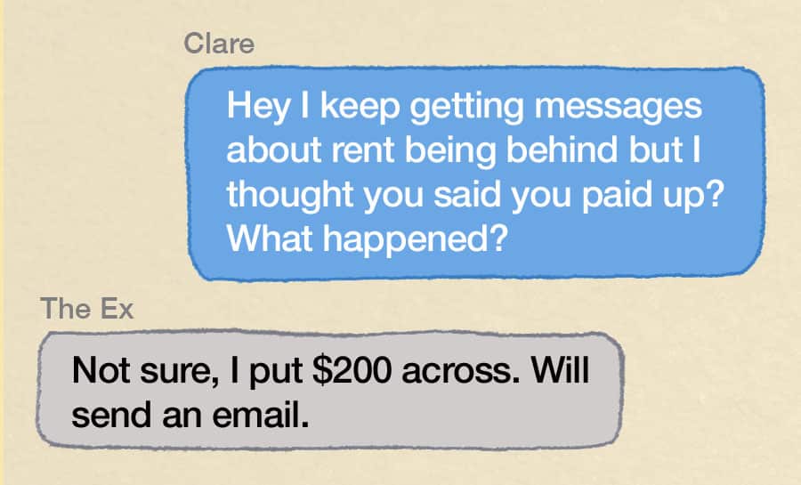 graphic of text messages. 