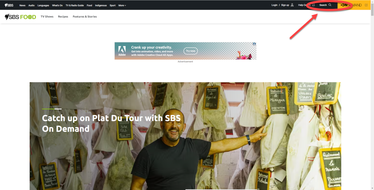 Search for recipes SBS Food