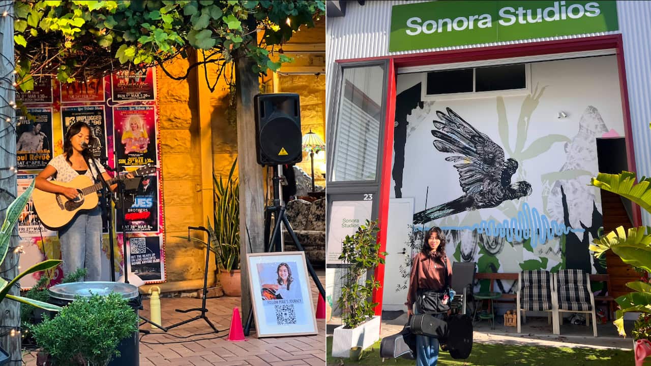 From her first busking in a local food market, the 13-year-old Pixie has now released three singles from her many original compositions.