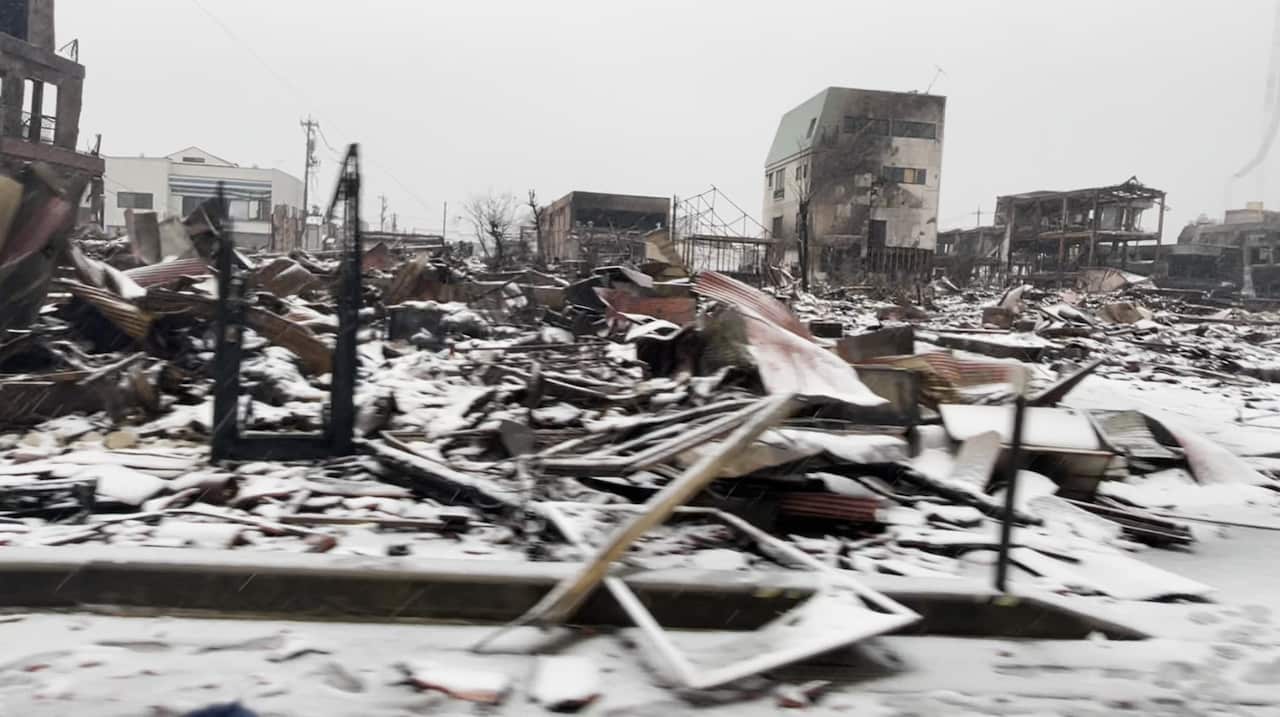 Looks like war zone after fire in Wajima