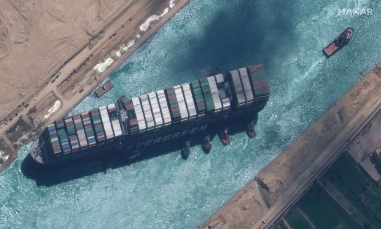 The Ever Given container ship was stuck for six days in the Suez Canal in March, 2021.