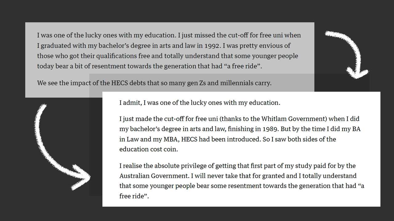 Shorten before and after