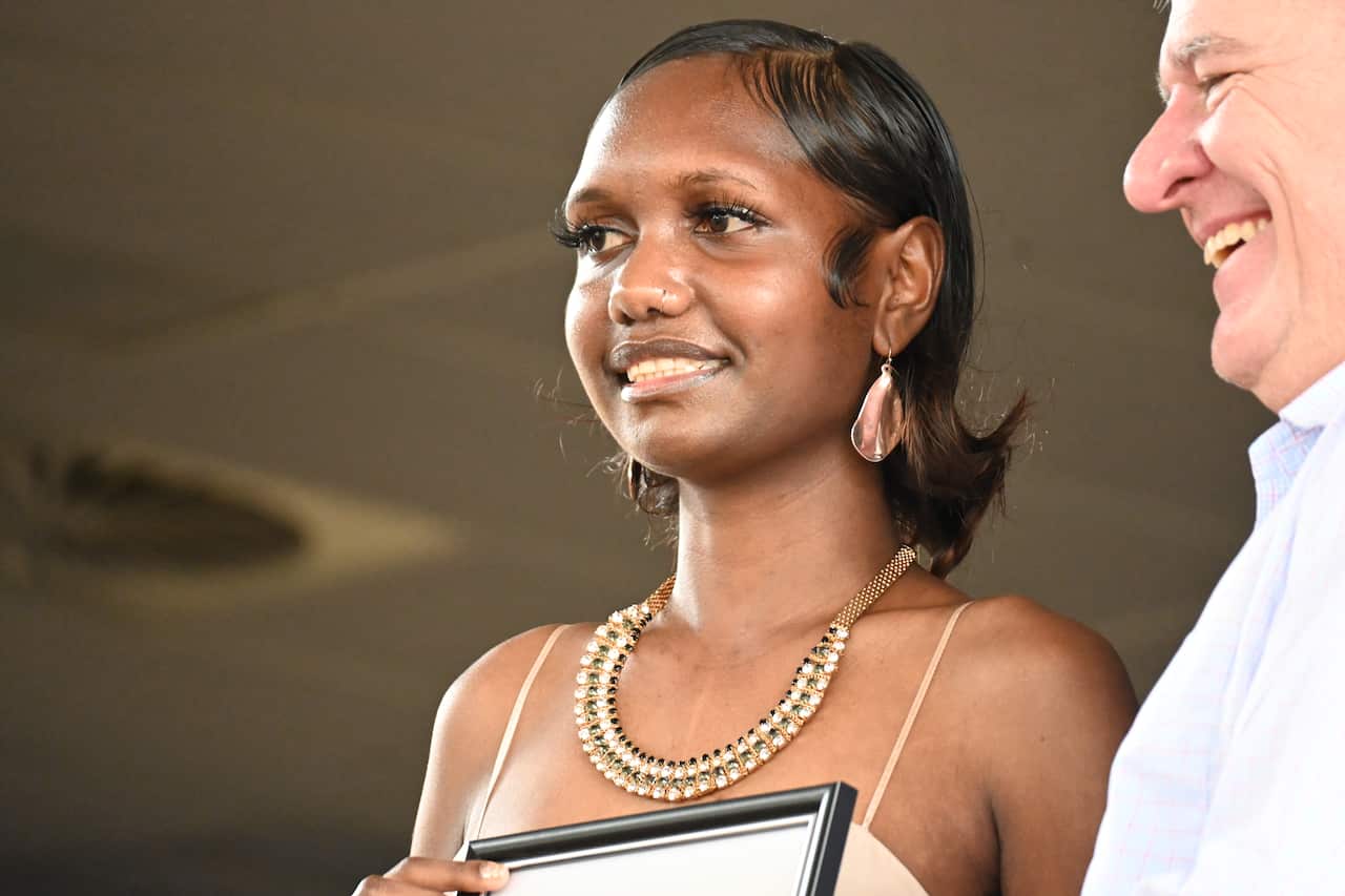 Elaine Koimala-Brown accepts her year 12 certificate at Gunbalanya School _8035.JPG