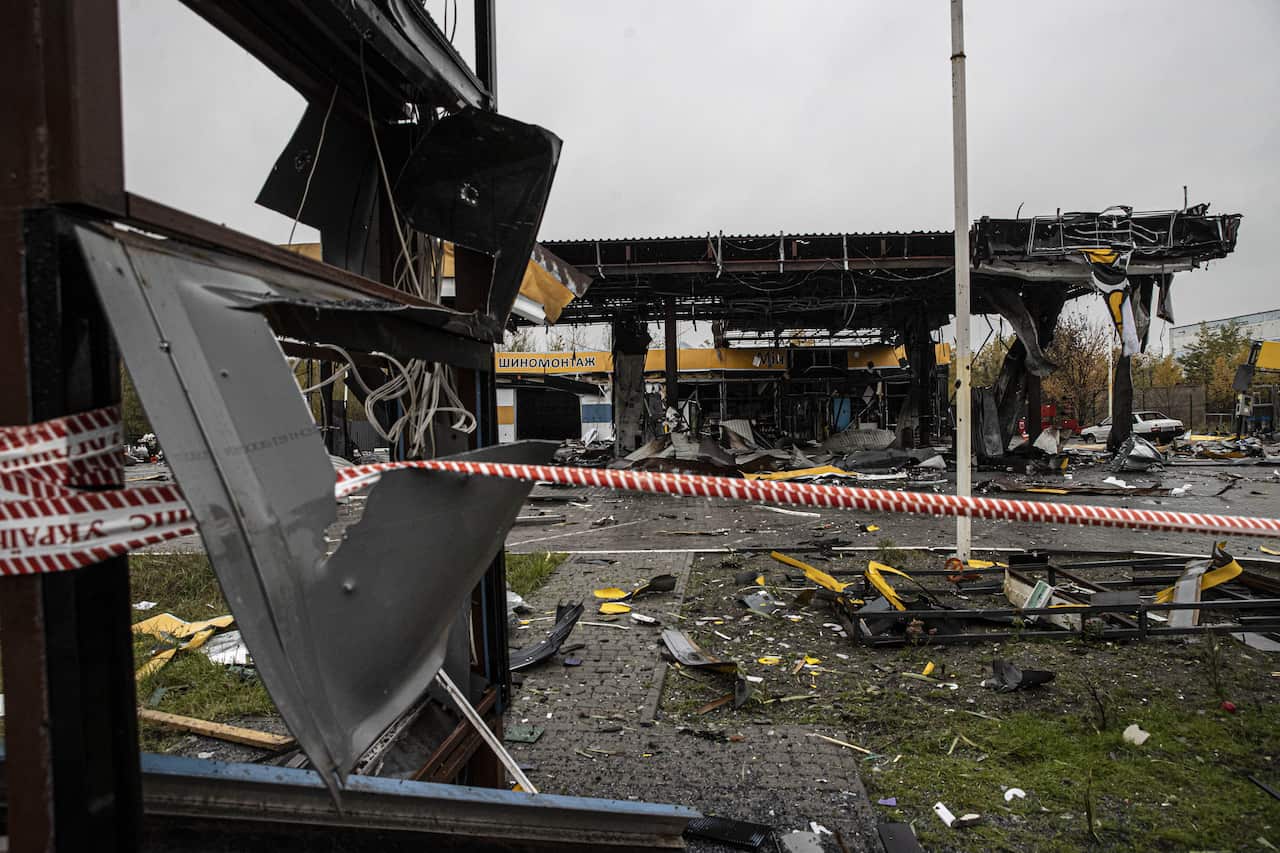 A destroyed building.