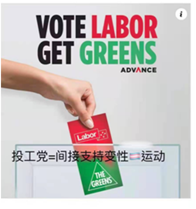 Poster reading 'Vote Labor, get Greens'
