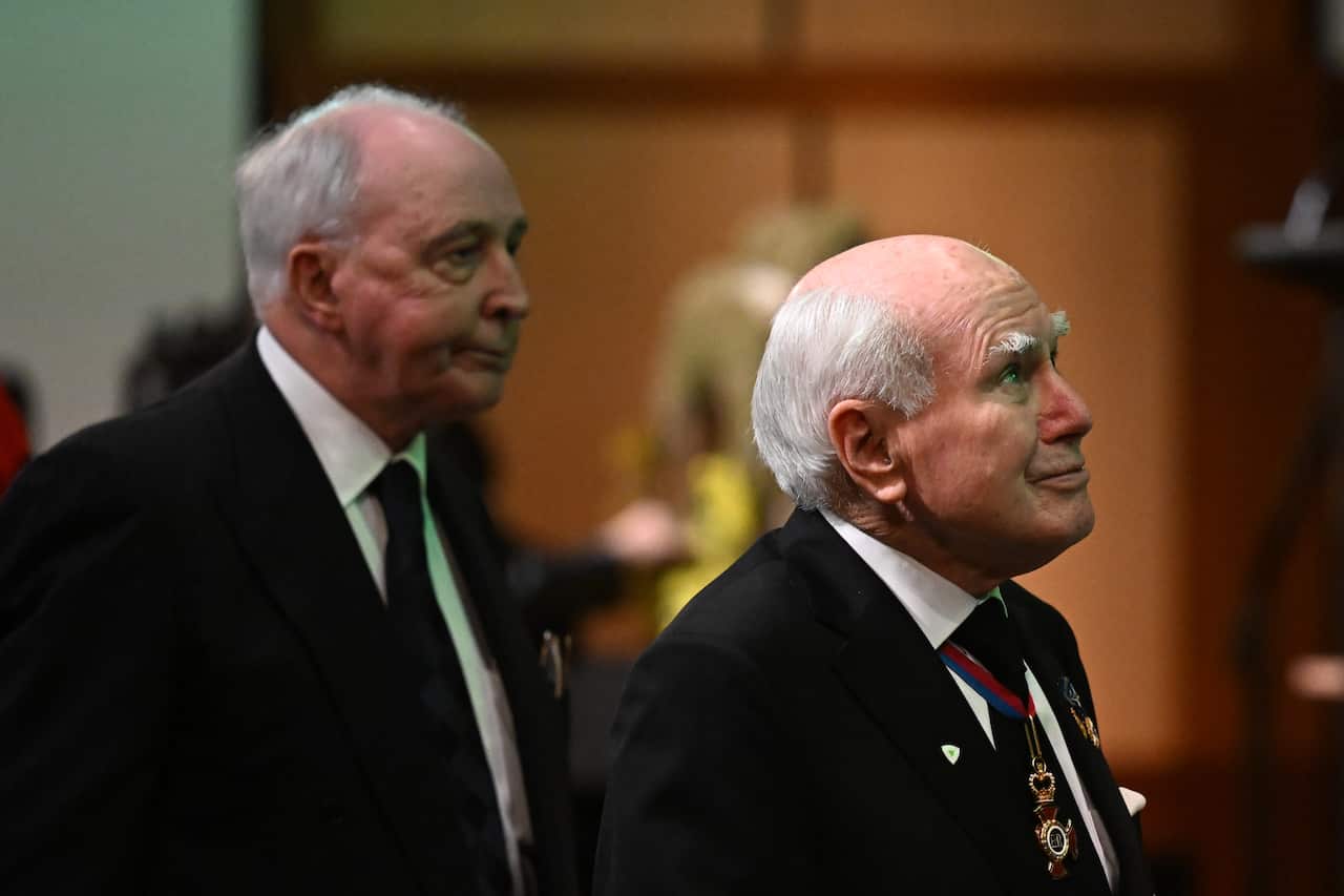 Former prime ministers Paul Keating and John Howard