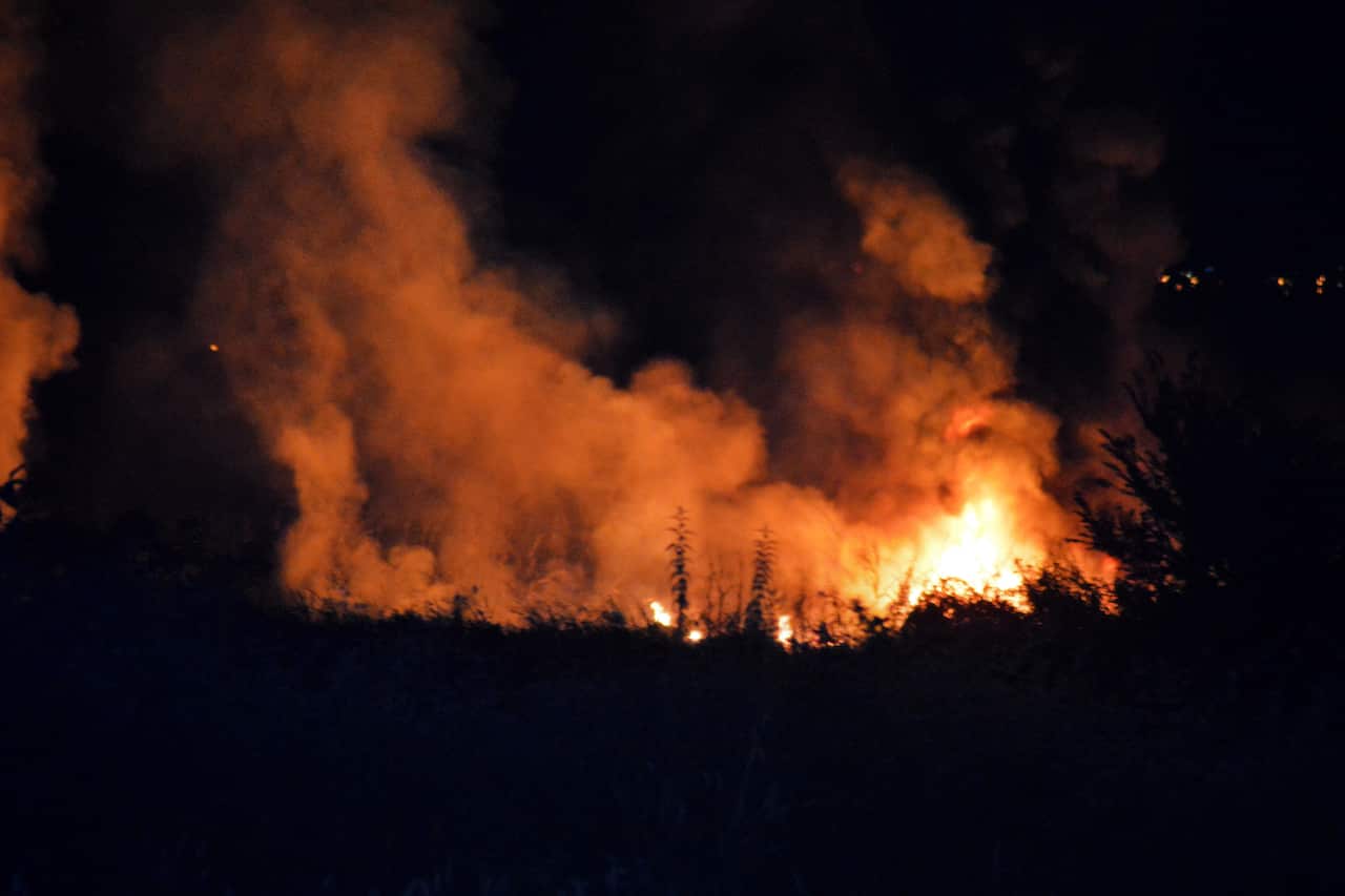 A fire at a plane crash site.