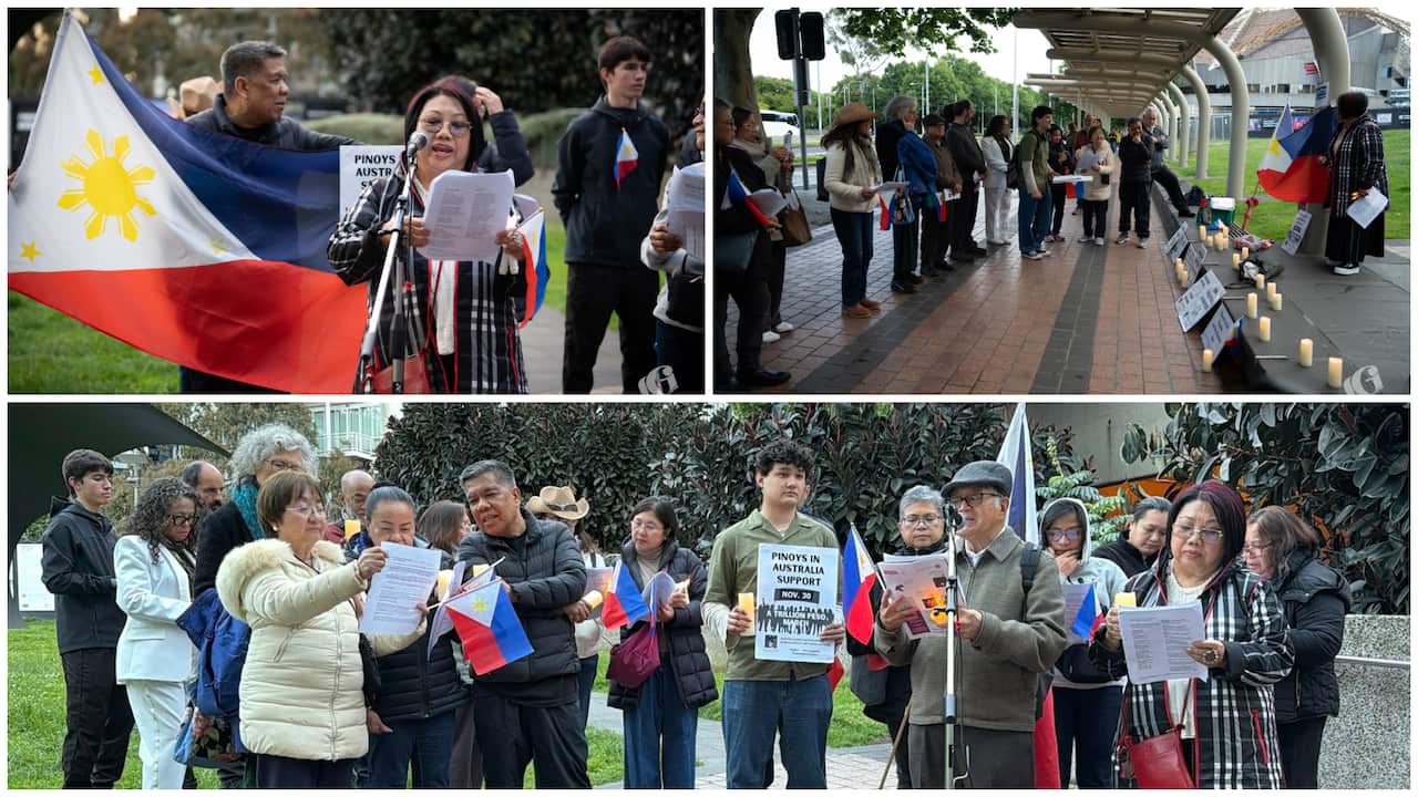 Australians for Philippine Human Rights Network (APHRN), led by Melba Marginson, holds a prayer vigil in Melbourne in solidarity with the November 30 rally by Trillion Peso March Movement.