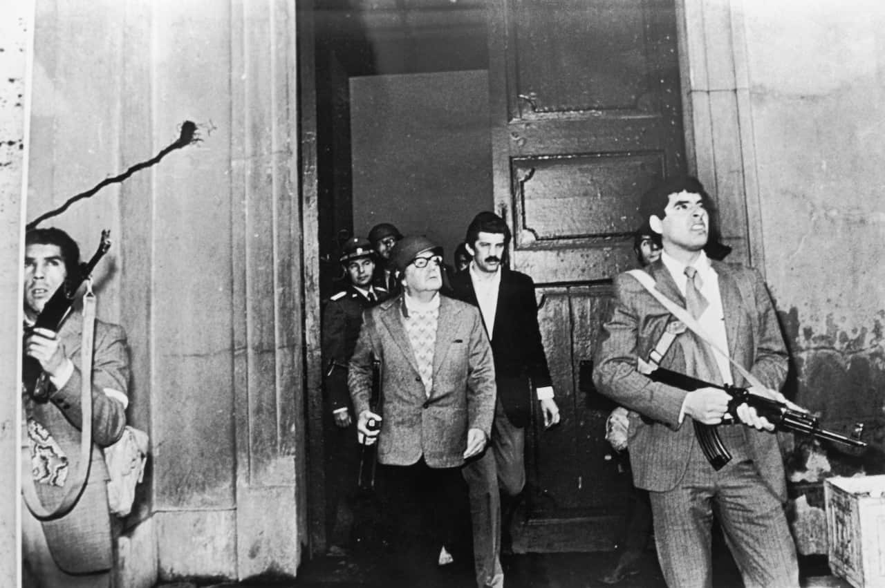 Salvador Allende Leaving Building