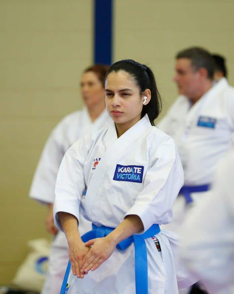 Andrea Morales, competidora de karate.
