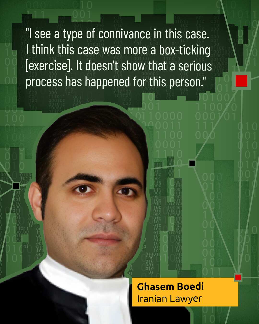 A man wearing a black coat with a white collar.