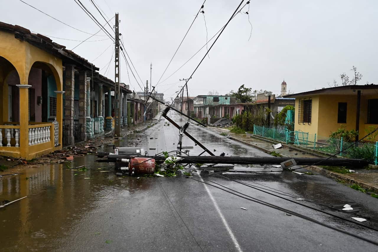 A fallen powerline in the street