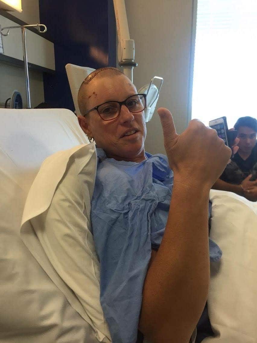 Tash in hospital after her surgery