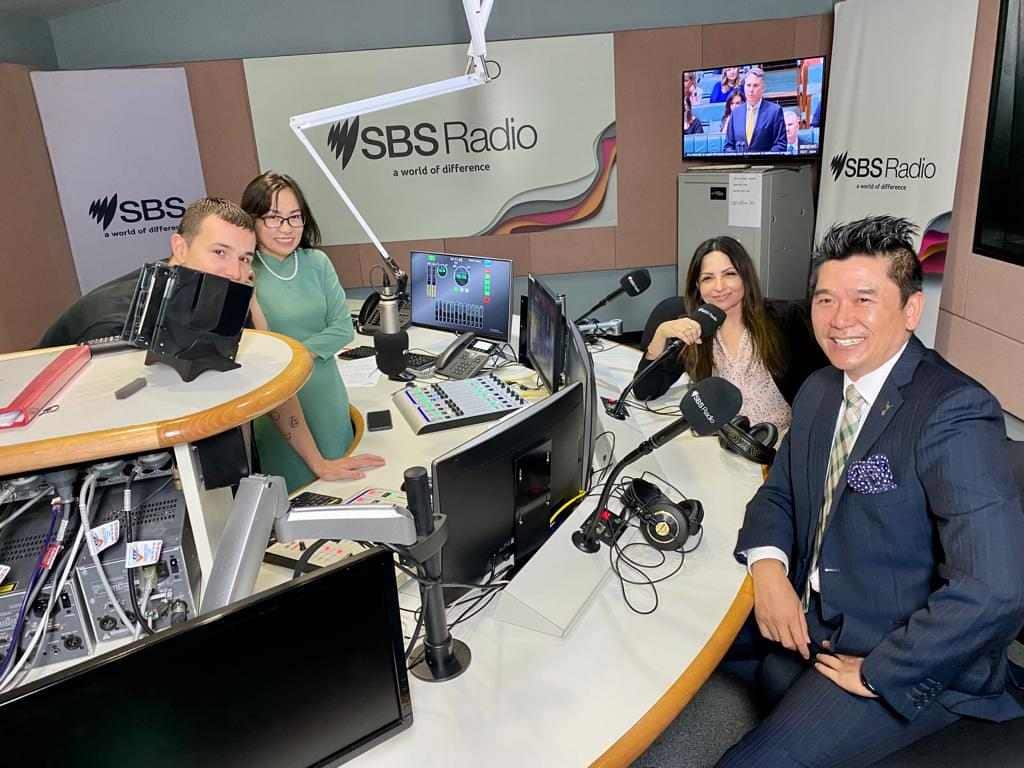 Mr. Davy Nguyen, director, and Ms. Fazila Farhad, president, of the non-profit South West Sydney Tourism Taskforce NSW in SBS Studio