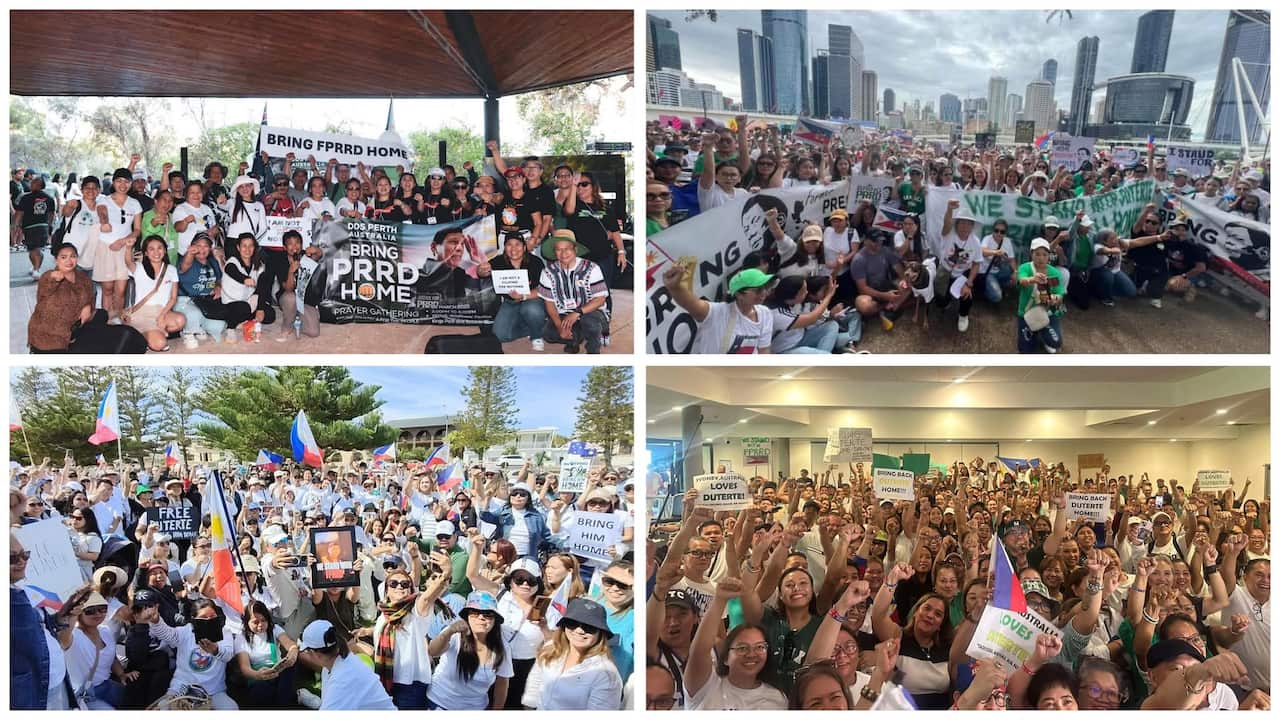 Supporters of former President Rodrigo Duterte gathered in Perth, Brisbane, Adelaide and Sydney.