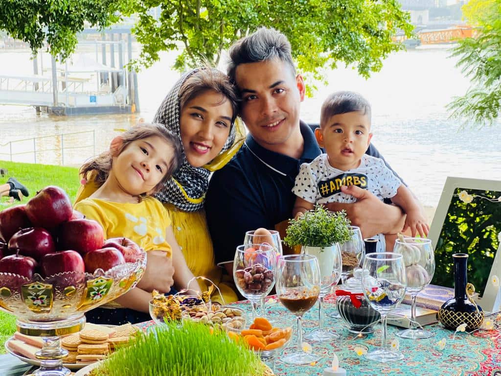 Mahnaz Abbasi with her husband and two children a few months after their arrival in Australia.
