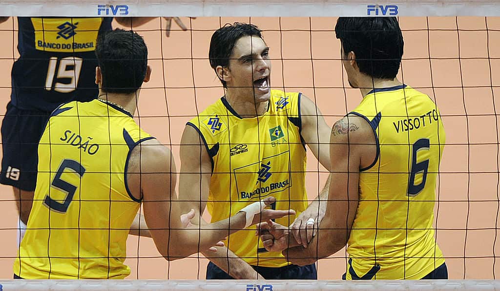 Giba (C) Sidao (L) and Vissotto of Brazi