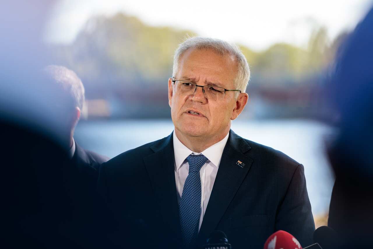 Former Prime Minister Scott Morrison is seen speaking.