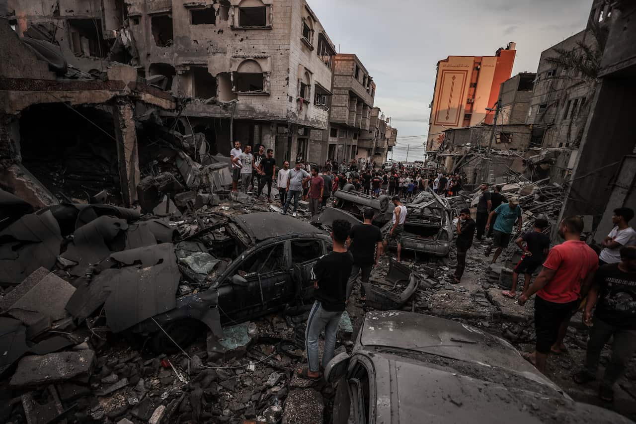 A destroyed street in the Gaza Strip.