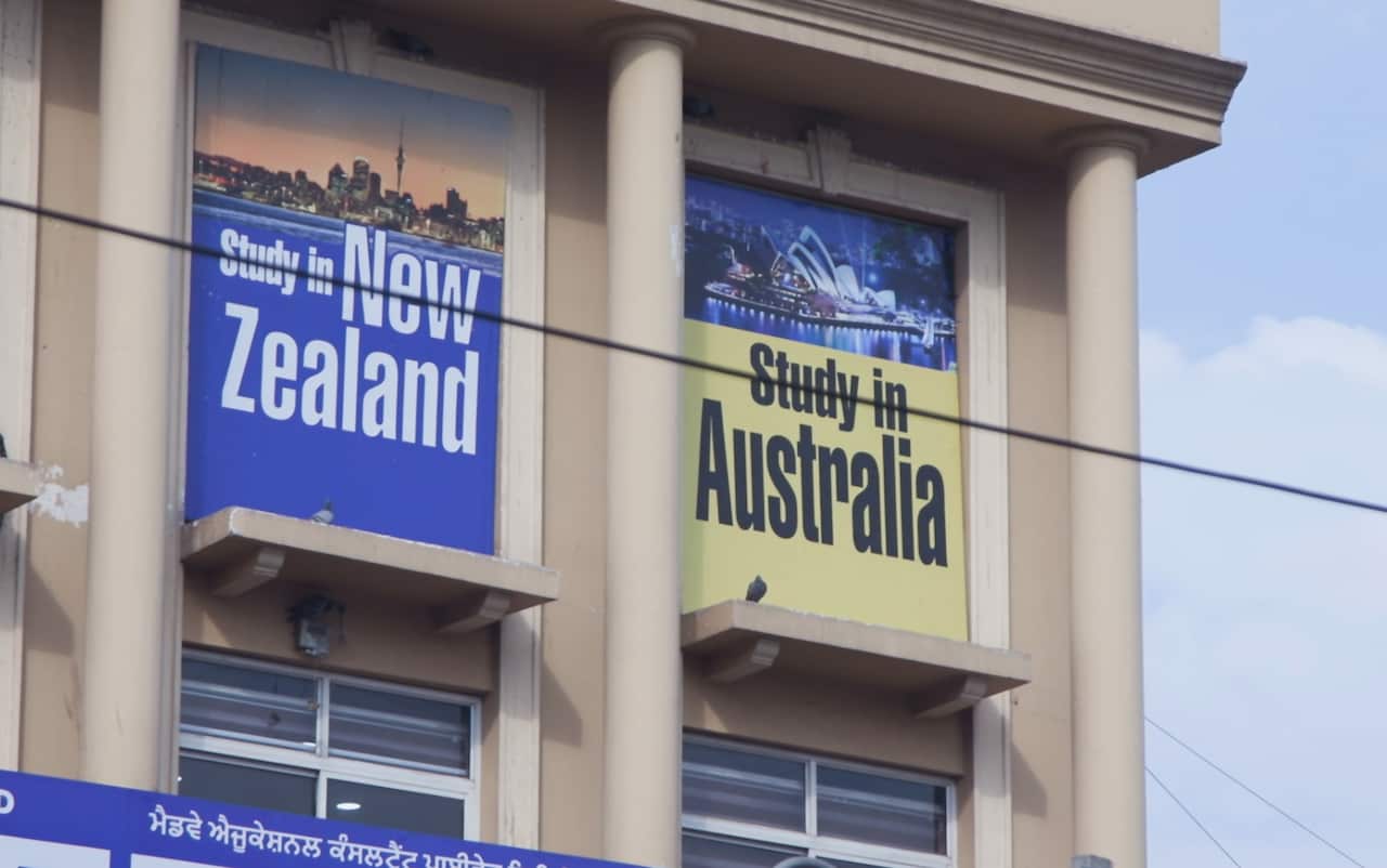 Signs saying 'study in Australia'