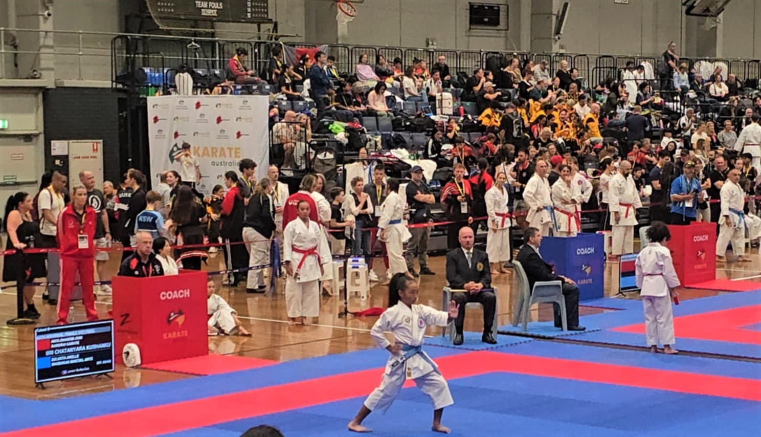 Quiana performing her kata (form and drills) during a competition.