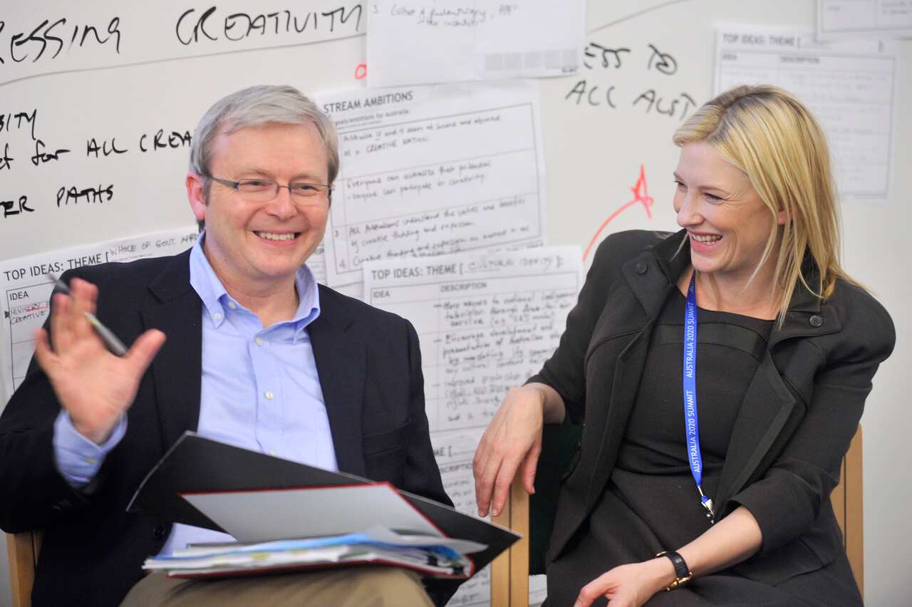The then Prime Minister Kevin Rudd and actor Cate Blanchett in 2008.