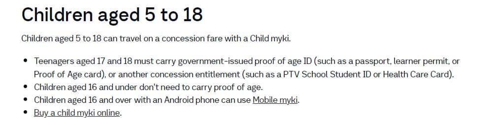Myki Concession child fare.JPG